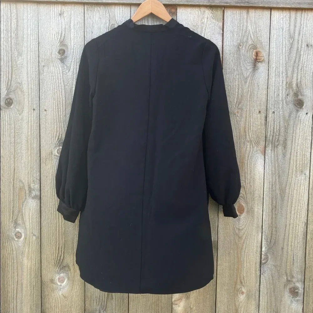 Amanda Uprichard Louie Silk Long Sleeve Mini dress-Black